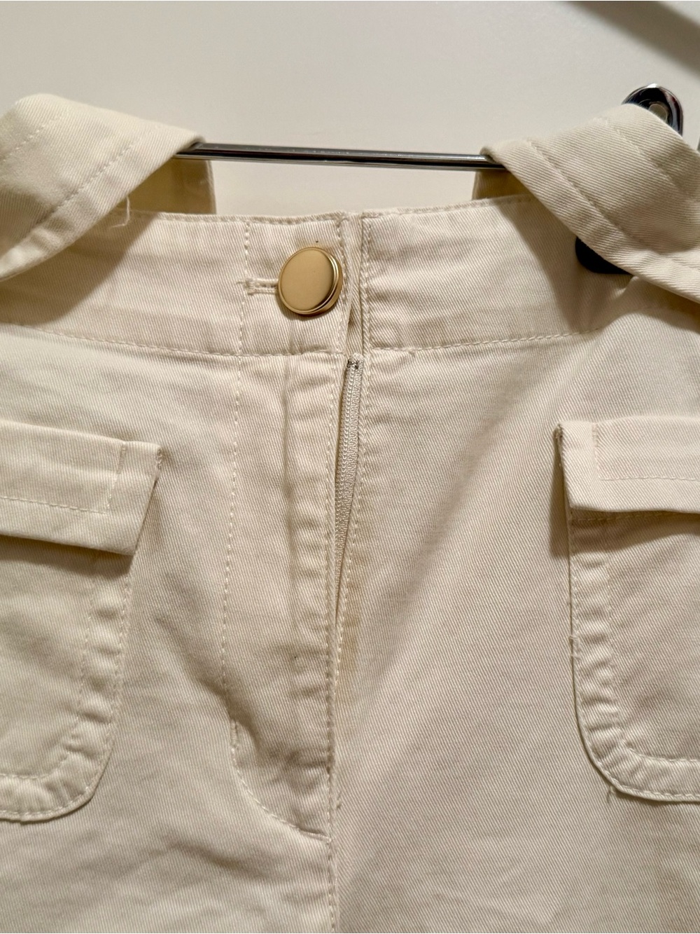 Talbots Cream Petite Pants with Gold-Tone Button